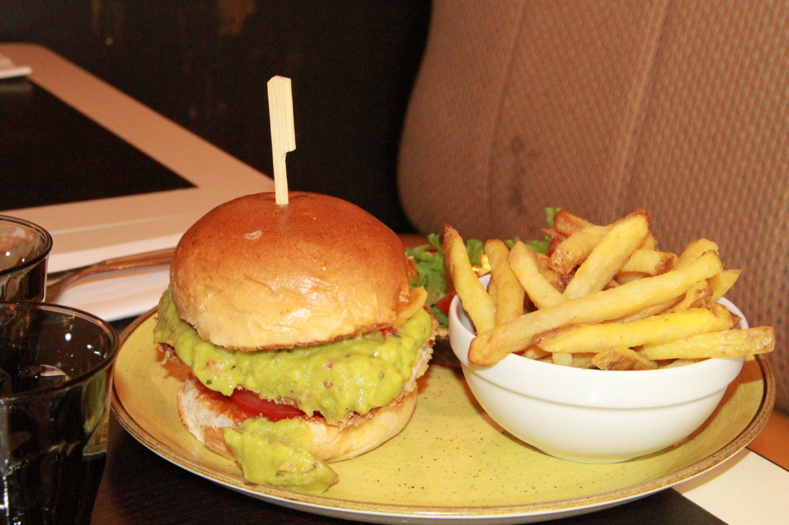 Burger and fries at Café Dupont