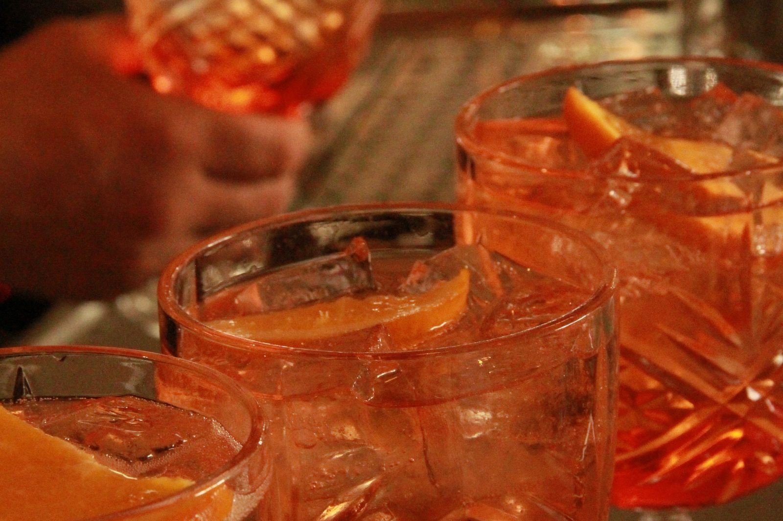 Two spritzes served at the counter